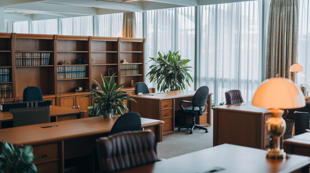 Wills Lawyers stamp and legal documents in an office setting.